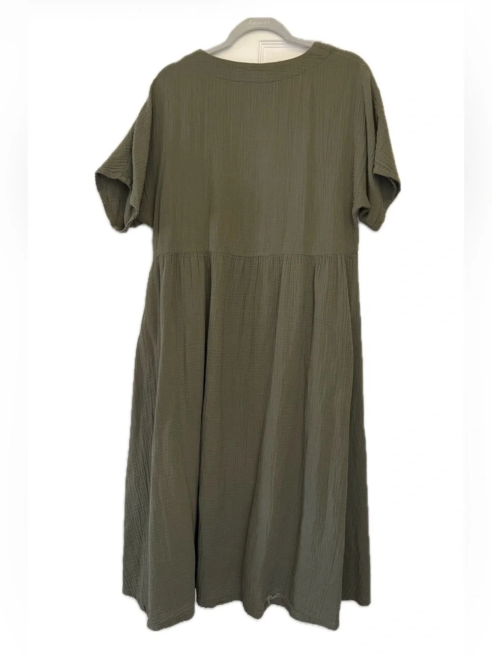 Madewell Light Spun Olive Green Button-Front Midi Dress - Picture 2 of 4